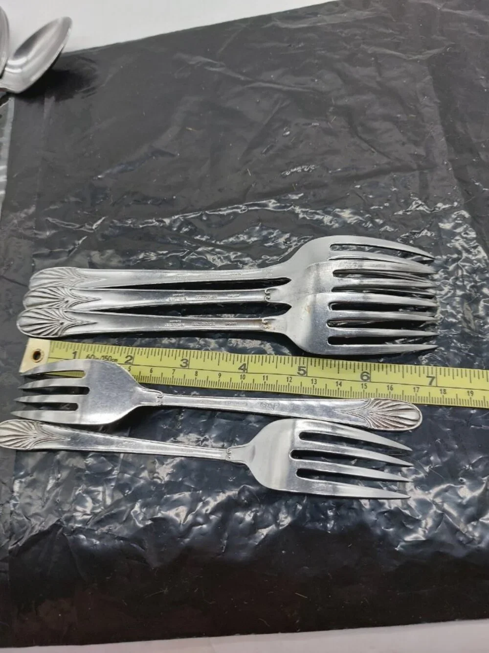 E C Ltd Aural Stainless Flatware 3 Dinner 2 Salad Forks 3 Soup Spoons Lot Of 8